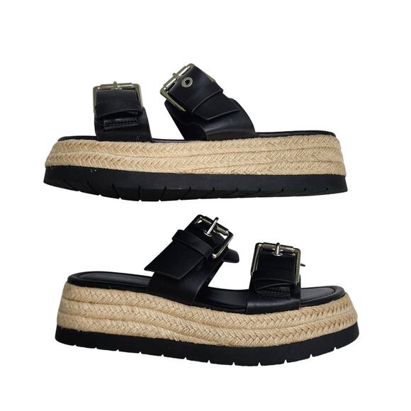 BCBGeneration Womens Scarla Sandal Size 8 Black Espadrille Platform Buckle Strap - Picture 5 of 10